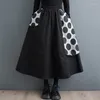 Skirts YZJNH 2023 Autumn Half Skirt Women's White Polka Dot Contrast Colored Spliced Versatile Big Swing Fluffy Large