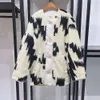 New Isabels Marant Women Wool Blend Designer Casual Versatile Jacket Fashion Luxury Double Sided Two Wear Print Round Neck Sherpa Velvet Medium Length Coat Tide Tops