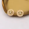 18K Gold Patille Furnury Designer Double Letter Stud Brincho Jóias Mulheres Brincho de Jóias de Festa de Casamento Jóias 20style