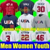 2023 Custom S-4XL 미국 팀 야구 유니폼 Mike Trout Bobby Witt Jr. Nolan Arenado Nestor Cortes Clayton Kershaw Realmuto Betts Tucker Alonso Anderson 남성 여성 청소년