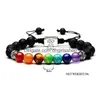 Autre jardin de maison brins de perles yoga fait à la main 7 chakra arbre de vie bracelets de charme pierres de lave perles corde noire soutien-gorge en pierre volcanique Dhxpe