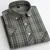 Men's Casual Shirts Mens Checkered Shirt Short Sleeve Comfortable Thin Slim Fit Young College Style Cotton Streetwear Blouse Fat 120KG