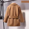 Women's Wool Blends Spring Autumn Winter Women Short Woolen Coat Belt Jacket Female Raglan Sleeves Cloak Jackets Elegant Single Button Black Camel 231108