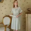 Kadınların Papaz Saf Pamuk Gece Elbisesi Kadınlar Yaz Prenses Nightwear Vintage Kısa Nightgown Tatlı Fırfır Kılı