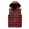 Gilets pour hommes Gilet d'hiver pardessus hommes mode décontracté veste sans manches vers le bas chaud épais manteaux à capuche mâle gilet de travail