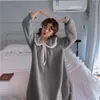 Women's Sleepwear Coral Fleece Nightgowns Women Sweet Homewear Thick Warm Winter Bow Lace Chic Lovely Midi Solid Cozy Soft Female