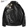 Herrenjacken PU-Lederjacke Männer Schwarz Weiche Kunstlederjacke Motorrad Biker Mode Ledermäntel Männliche Bomberjacke Taschen Kleidung Q231109