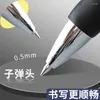 No Logo 10pcs 0.5mm Retractable Gel Pens Set Black Ink Ballpoint For Writing Refills Office Accessories School Supply Stationery