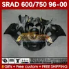 Bodykit voor Suzuki Srad GSXR 750 600 CC GSXR600 GSXR750 1996-2000 168NO.8 GSX-R750 GSXR-600 1996 1997 1998 1998 1999 2000 600CC 750CC 96 97 98 99 00 MOTO BACKE MATTE Black Matte