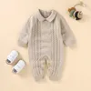 Pagliaccetti Baby tuta in maglia di cotone Playsuit nati ragazzi e ragazze tuta moda risvolto abbigliamento bambino maniche lunghe autunno 230408