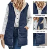 Vestes Femmes Femmes Automne Hiver Réversible Gilet Manteau À Capuche Sans Manches Doublure En Polaire Veste Solide Mi-longueur Gilet Long Chaud Vêtements D'extérieur