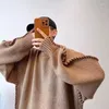 Maglioni da uomo 2023 Maglione di marca alla moda Retro Cappotto marrone sciolto pesante pesante intrecciato a mano Personalità versatile Uomo