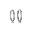 Boucles d'oreilles créoles scintillantes et coeurs 925 argent Sterling clair CZ boucles d'oreilles de mariage pour femmes bijoux fins Pendientes Brincos 27 MM