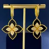 2023 New arrive Four Leaf Clover stud earring Designer Jewelry Gold Silver Mother of Pearl Green Flower earring Link Chain Womens lover Enamel Party Gift