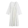 Damska odzież sutowa 2023 Style francuski wysokiej klasy koronkowy wiosenny jesienna sukienka odzież domowa bawełniana rękaw w dekolcie