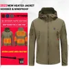 Men's Jackets Men Jacket Coat Heating Cotton Jacket 7 Zone USB Electric Heating Thermostatic Hooded Jacket Camping Warm Jacket Washed 231108