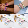 Bracelets de charme Mticolor Evil Eye Bracelet Set Summer Beach Bijoux Rainbow Soft Polymère Clay Disc Bracelets élastiques pour Dro Dhgarden Dh1Qz