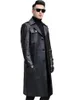 Vestes pour hommes Mauroicardi printemps long Smart noir imperméable en cuir Trench Coat hommes ceinture de revers automne doux Faux cuir Blazer pour hommes 2023zln231108