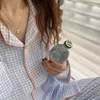 Women's Sleepwear Cotton Women's Pajamas Korean Pajamas Women's 2-piece Set Pajamas Plain Pattern Pajamas Autumn Pajamas Home Clothing Casual Wear 230408