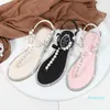 Sandales Femmes sandales 2023 chaussures d'été sandales plates en perles confortables pantoufles de plage en perles sandales décontractées rose blanc noir Y2304
