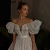 Sukienki imprezowe błyszczące brokatowe sukienki ślubne z puff Short Seve vintage panna młoda 2021 boho ślubne suknie księżniczki de Mariee 0408H23
