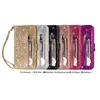 Carteira Glitter Zipper Flip Capa de couro para iPhone 15 14 Pro Max 13 Mini 12 11 X XR XS SE 8 7 Plus Suporte de cartão Capa protetora com suporte magnético com alça de cordão