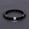 Black Lava Stone Beads Armband Natural Stone Rose Quartz Tiger's Eye Agate Armband Stretch Smycken för kvinnliga män