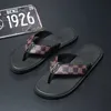 Tongs WEH pantoufles hommes en cuir de haute qualité noir rayé marque de luxe pantoufles d'été tongs souples pour hommes dormeurs chaussures hommes HKD231108