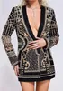 New Women's fashion Trench Coats high quality Tops Female String Beads Blazer suit Long Sleeve V-Neck Vintage Pearls printed Luxurious Overcoat Party Jacket outwear