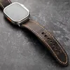 Zegarek pasmów w stylu vintage First Warstwa Cowhide Watchband pasuje do gęstego jabłka skórzany pasek 49 mm 45 mm 44 mm szary twardy facet 8ultra