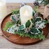 Decoratieve Bloemen Kandelaar Nep Bladeren Krans Kaarshouder Gesimuleerde Plant Versiering Tafel Decor Kerst Kunstmatige Cherry Pinecone