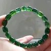 Strand Genuine Natural Green Tourmaline Crystal Clear Barrel Beads Women Fashion Bracelet 9x7mm