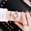 ساعة Wristwatches Watch for Women Heart Bracelet Watches with Diamonds Fashion Tethings Quartz Reloj Para Mujer