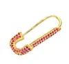 Stud Rainbow Pink White Cz Safety Pin Jewelry Design For Women Lady Gift Gold Filled Colorful Multi Piercing EarringStud