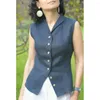 Gilets pour femmes gilet sur mesure travail Vintage simple boutonnage lin veste sans manches fête de bal Zevite magasin en vestes Trf Rarf