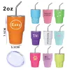 Sublimation 2oz Shot Tumbler Double Wall Stainless Steel Vacuum Insulated Glass Beer Whisky Cups With Metal Straws 1108