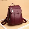 Mochilas Venda quente feminina mochila de couro macio de grande capacidade anti-roubo bolsa de viagem feminina passeio mãe bolsa menina armazenamento Shcool bagL231108