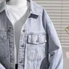 Damesjassen Vintage Lichtblauw Denim Jas Dames Korte Jas Koreaanse Losse Lange mouw Harajuku Casual Jeansjasje Chaqueta Mujer Lente 231108