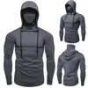 Men's Hoodies Men Casual Solid Black Gray With Mask Long Sleeve Hooded Sweatshirt For Man Sport Fitness Gym Pullover Top Plus Size 5XL