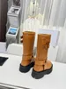 Avec boîte de luxe hiver femmes bottes longues Montezu Tall Boot Italie plates-formes à la mode imperméable noir marron cuir double boucles designer classique idée longs bottillons