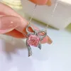 Tartgınlar Springlady 925 STERLING Gümüş 10mm Ezilmiş Kesilmiş Laboratuvar Safir Pembe Yüksek Karbon Elmas Taş Akıntısı Gözetleme Takı