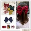 Accessoires De Cheveux Ins Filles Grand Arc Noeud Hairgrips Bohème Hairbow Cravates Clips Femmes Bowknot Épingles À Cheveux Titulaire De Queue De Cheval Headress Drop Dht93