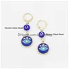 Hoop & Huggie Wholesale Evil Eye Protection Earrings Hie Rhinestone Drop Hoop Valentine Day Mother Gift Drop Delivery Jewelry Earrings Dhuz1