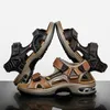 Sandalen Merk Zomer Heren Sandalen Echt Leer Heren Slippers Gladiator Mannen Strand Sandalen Zacht Comfortabel Buiten Waden Schoenen 38-46 230408