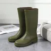 With White Fashion Women's High Knight Rubber Boots For Wet Weather Black 24411 19247