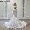 Vestidos de festa Imagem real Pérolas de pérolas Mermaid Vestidos de noiva Pretty Spaghetti Apliques Lace Long Bridal Dress Zipper Back Wedding Go 0408H23