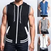 Regatas masculinas moda zíper hoodies homens solto casual sem mangas 2023 verão capuz bolso camiseta masculino streetwear camisetas blusa