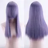 Ger Anime Multi Color Diagonal Bangs Wig Set mångsidig cosplay peruk Långt rakt hår Män och kvinnors forntida kläder