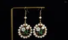 Boucles d'oreilles pendantes en perles naturelles, fleur plaquées or, maille ronde en soie faite à la main, rétro exotique, bijoux de luxe pour femmes, cadeau
