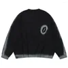 Men's Sweaters Hip Hop Streetwear Men Oversized Harajuku Black Knitted Sweater Pullover Jumper Fall Winter Loose Casual Y2K